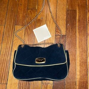 Michael kors leather gold/black crossbody purse